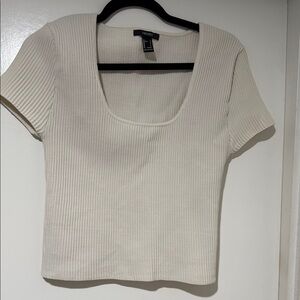 Seamless Cream Ribbed Fitted Top